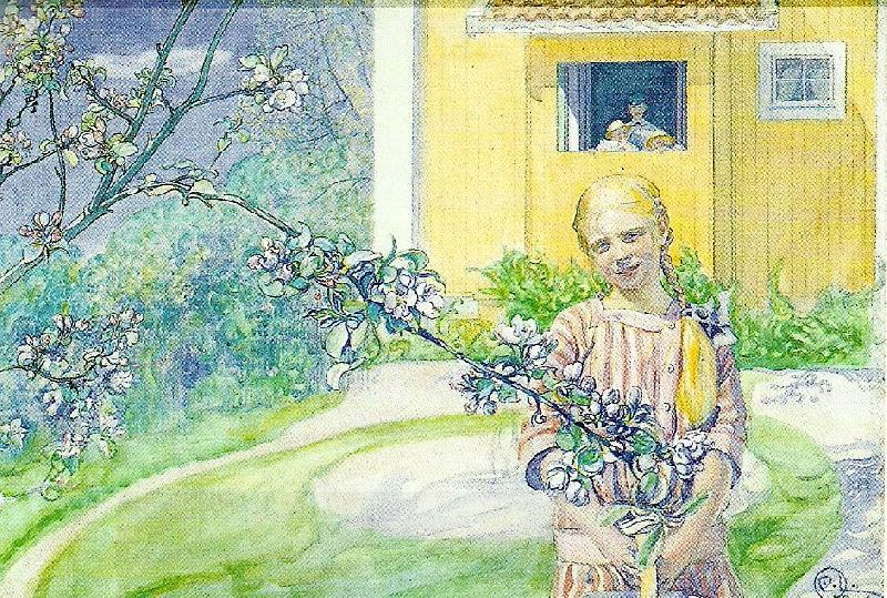 Carl Larsson appelblom-flicka vid appelblom oil painting picture
